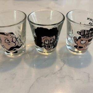 Set of vintage 1960s Character Shot Glasses